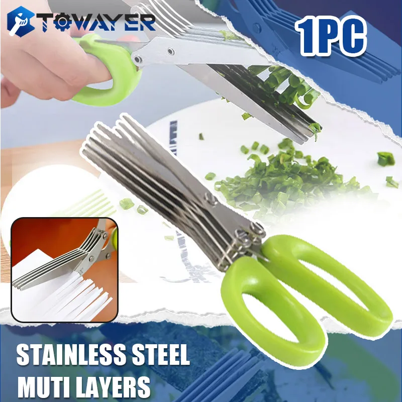 

Muti Layers KItchen Scissors Stainless Steel Vegetable Scallion Cutter Herb Laver Spices Cut Cooking Tool Kitchen Accessories