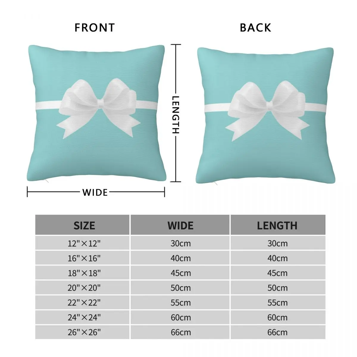 Turquoise White Bow Girly Pillowcase Polyester Linen Velvet Pattern Zip Decorative Pillow Case Car Cushion Cover