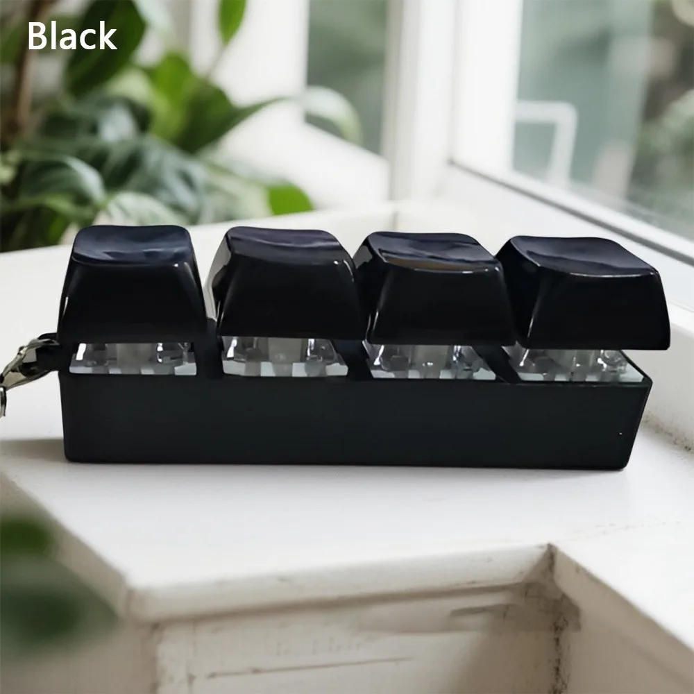 Teclado de juguete DIY con teclas, juguetes antiestrés con llavero, botón de dedo, probador de eje de 4 botones, teclas de dedo para aliviar el estrés, para el trabajo y la oficina