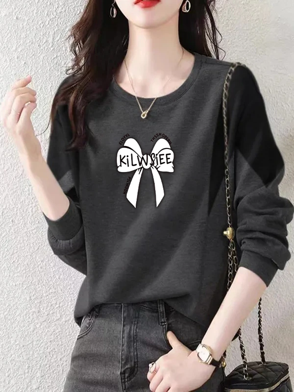 

Slimming Effectiveness Long Sleeve round Neck Thermal Shirt Dervo Fashionable Printed Women's Sweater Polyester Spandex Blend