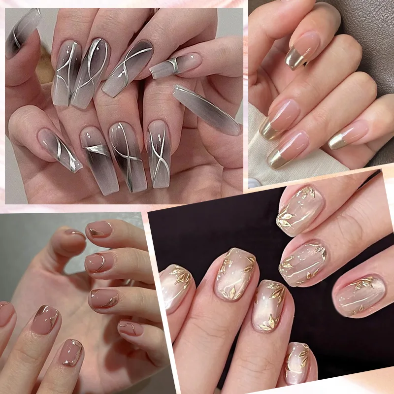 LILYCUTE 3 STKS Goud Zilver Metallic Liner Gel Nagellak Franse Stijl Super Heldere Spiegel Pull Lijn Graffiti Schilderij Streep Gel