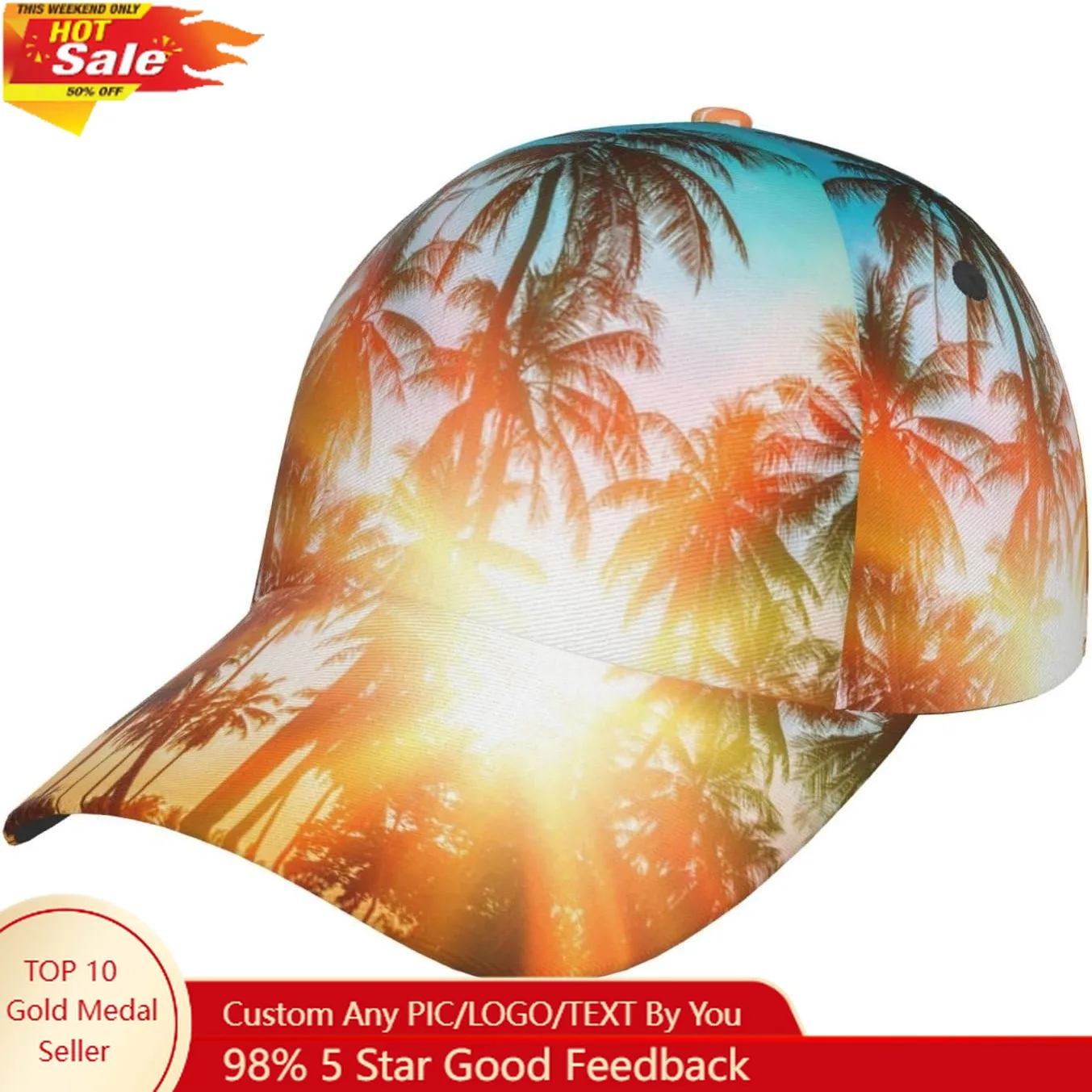 

Hawaii Tropical Palm Tree Baseball Caps Summer Beach Sun Hats Outdoor Adjustable Hawai Baseball Dad Hat for Women Men
