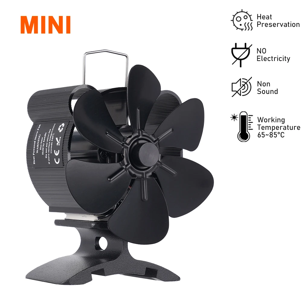 Mini Fireplace Fan With 6 Blades Heat-powered Stove Fan No Battery or Electricity Required Log Wood Burner Eco Quiet Fan Heater