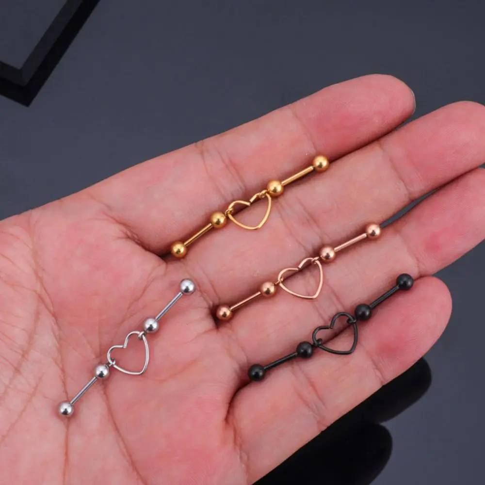 All-match Stainless Steel Gothic Lady Temperament Women Earring Korean Style Earring Piercing Heart Earring Ear Bone Stud