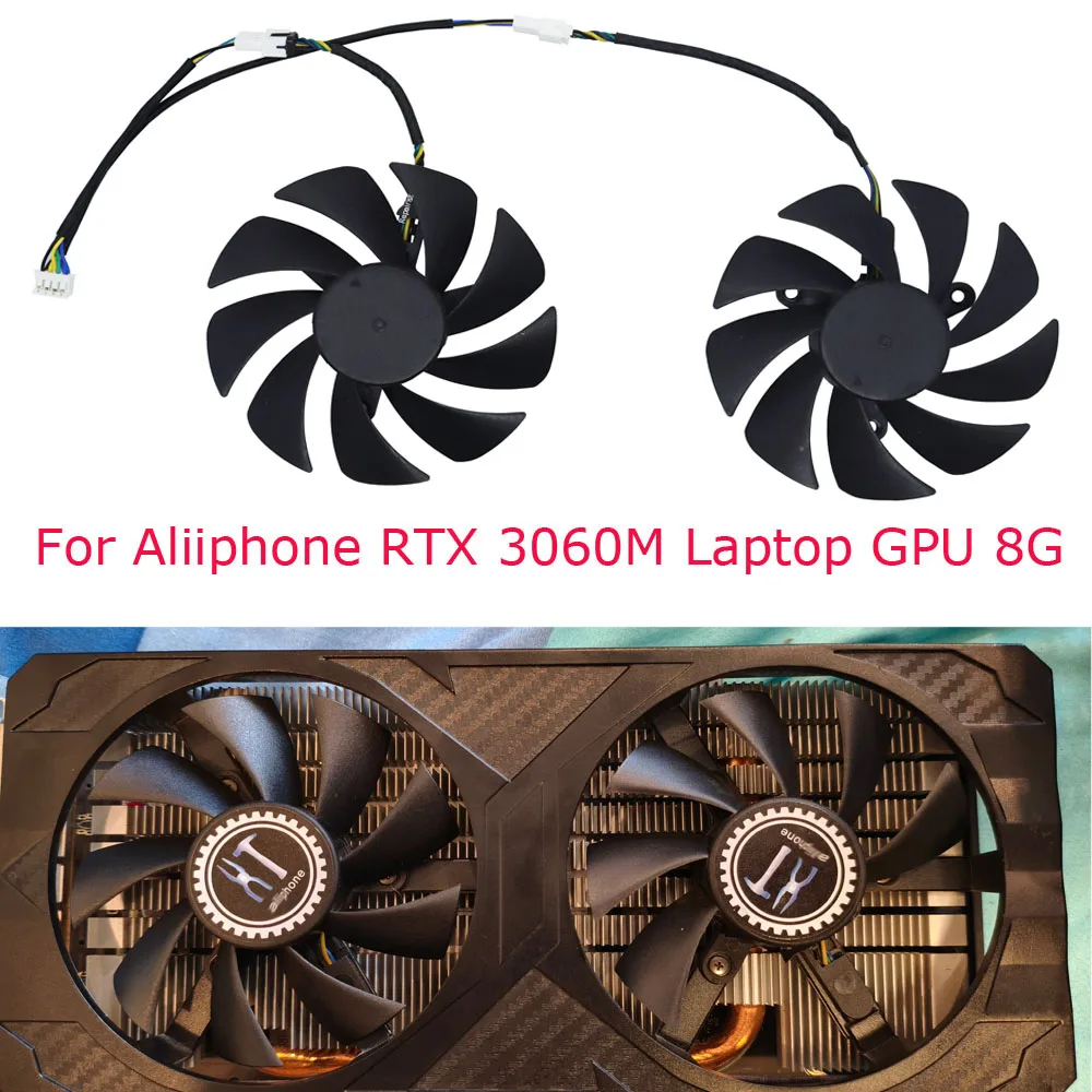 VGA Video GPU Cooler Graphics Card Fan For Laptop GPU RTX 3060M 6G 3070M RTX3070m 8GB,2Pcs/Set,PLA09215B12H,42mm Mounting Pitch