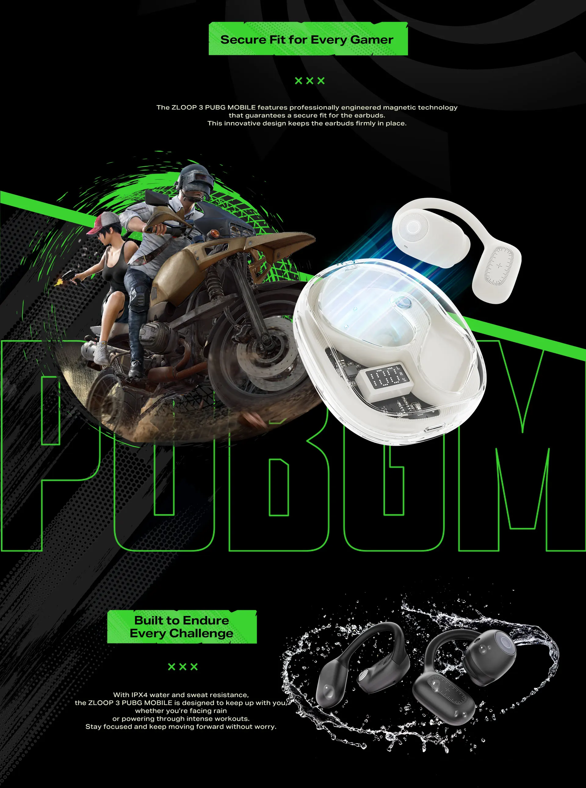 سماعات أذن Infinix ZLOOP 3 للألعاب المفتوحة لـ PUBG Bluetooth 5.3 45ms الكمون المنخفض 30H عمر البطارية AI ENC إلغاء الضوضاء