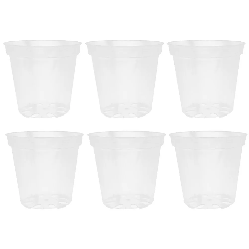 6Pcs Clear Plastic Orchid Plant Pots with Bottom Drainage Holes Promotes Efficient Growth Easy Root Inspection Suitable for Most
