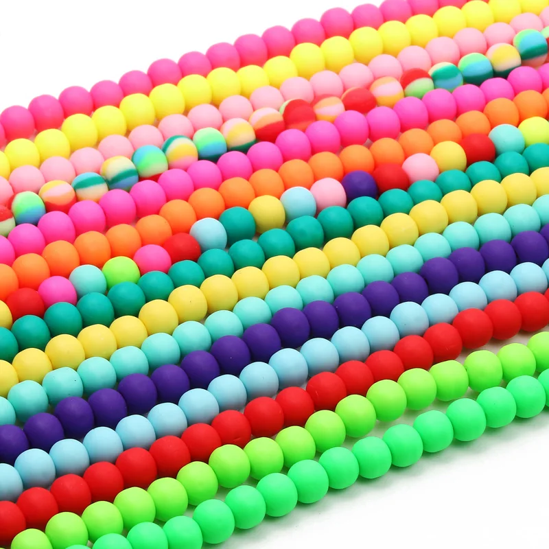 Charm Clay Beads Round Balls 6/8mm Colored Polymer Clay Beads For Jewelry Making DIY Jewelry Beads Bracelet Necklace Accessories