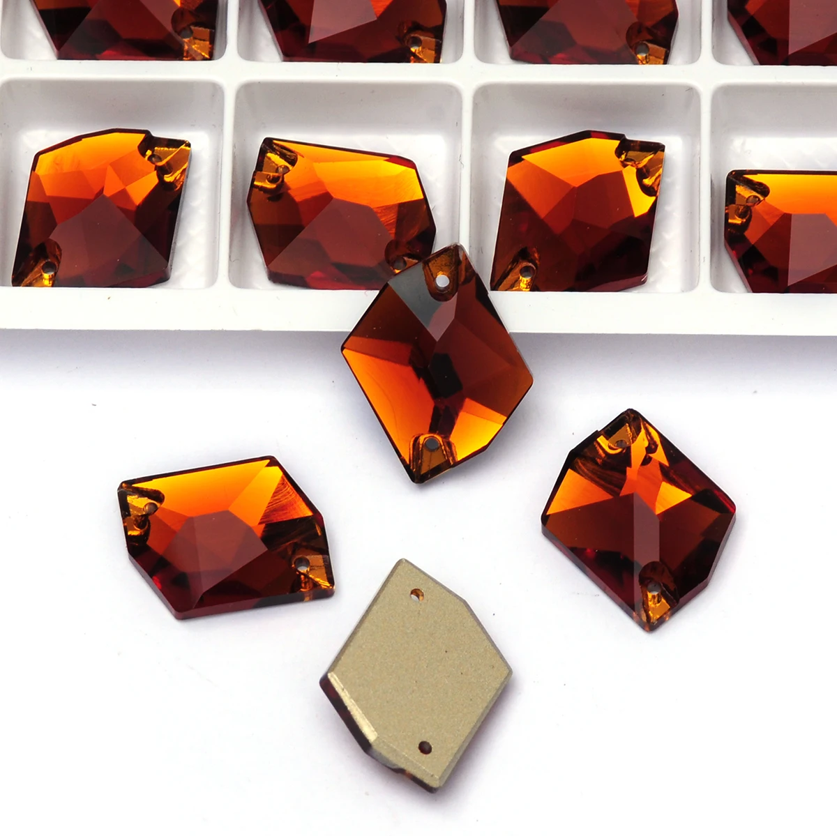 Pubrilex Mandarinenfarbene Aufnäh-Strasssteine Kristall-Strass mit abgeschrägten Kanten Kleidungsstück-Dekorationen in Allen Formen – Detail 4