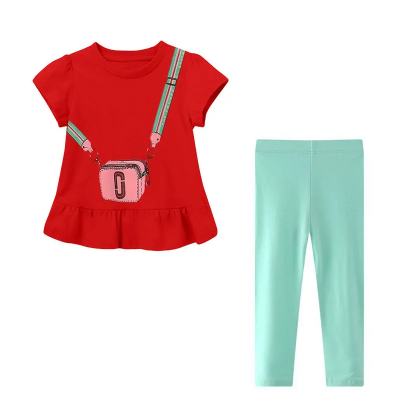 

Jumping Meters 2-7T Girls Tshirts + Leggings Short Sleeve Children's Clothing Sets For Summer 2 Pcs Suit Kids Outfits Sets