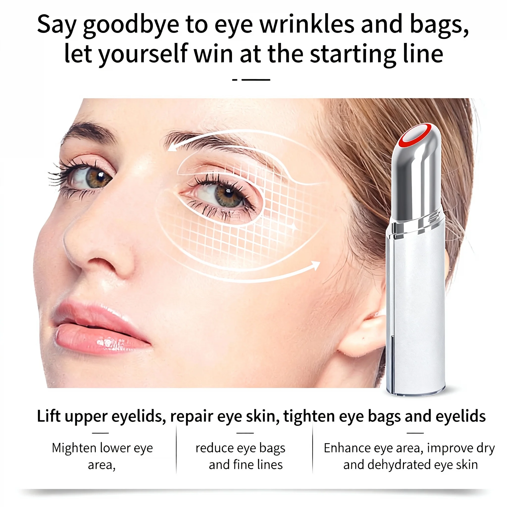 Elektryczne urządzenie kosmetyczne do oczu, wibracyjny masażer do twarzy, redukuje worki pod oczami, cienie i opuchliznę, łagodzi zmęczenie oczu.