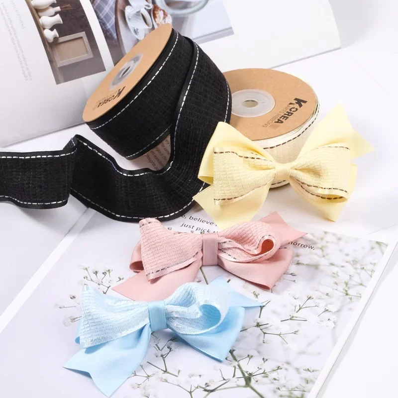 10/50 Yards Double Side Velvet Ribbon Grosgrain Solid Color DIY Craft Supplies Handmade Packing Material Hair Bow Making