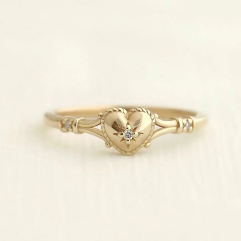 

Simple Fashion Heart-shaped Gold-plated Ring for Women - Ins Viral Wearable Accessory Sweet Love Jewelry for Daily & Dating
