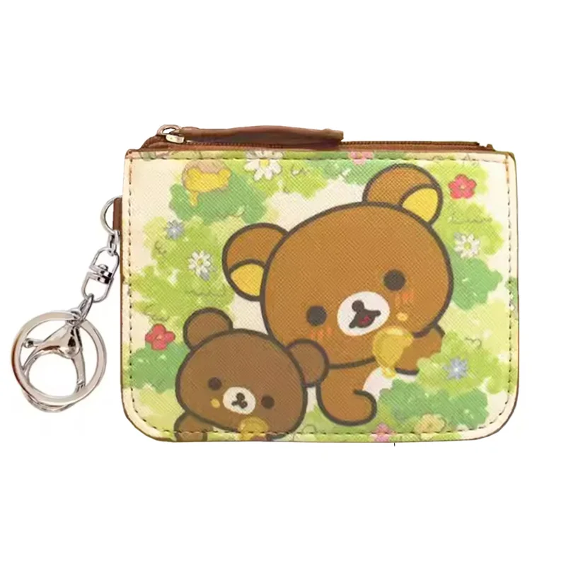 

Кожаный чехол-кошелек Rilakkuma для ID-карт и монет, милый аниме-медведь, женская сумка-ключница, мини-сумка для хранения