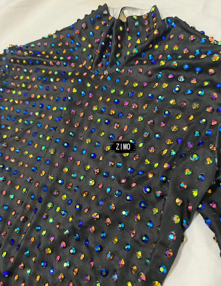 Shiny Alldiamond Tight Jumpsuit For Women Sexy Dance Elastic Performance Costume Night Party Stage Nightclub Singer Costume