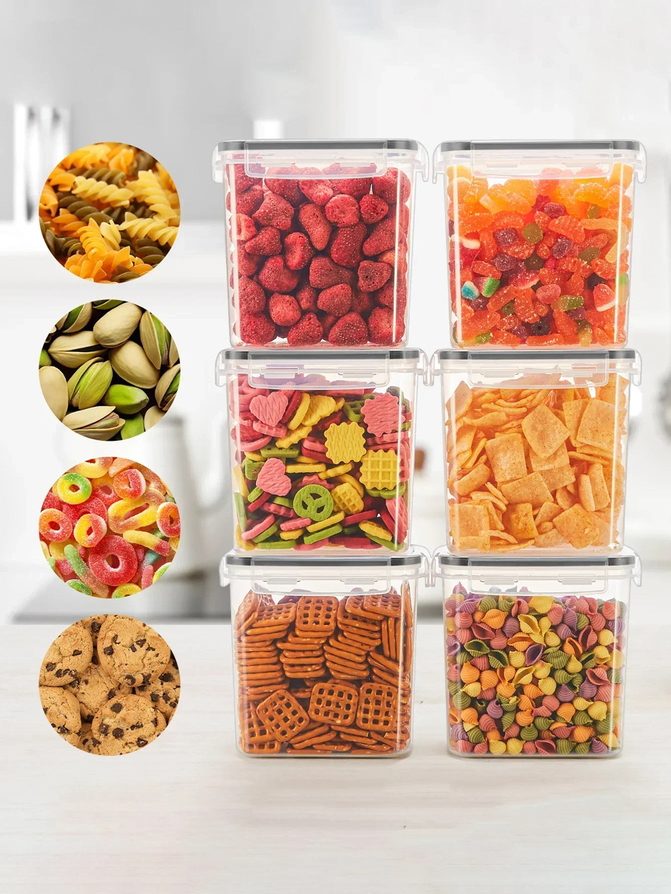 

12pcsFood storage containers are stackable, refrigerator - and dishwasher-safe, for cereals, rice, flour,