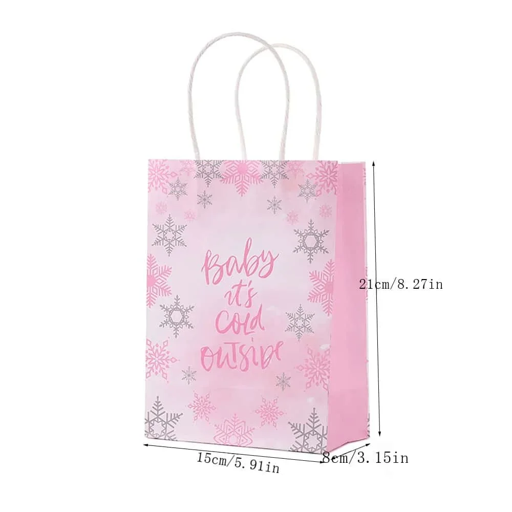 10PCS Cute Butterfly Floral Snowflake Printed Gift Bags with Handle for Candy Birthday Wedding Party Favors Decoration