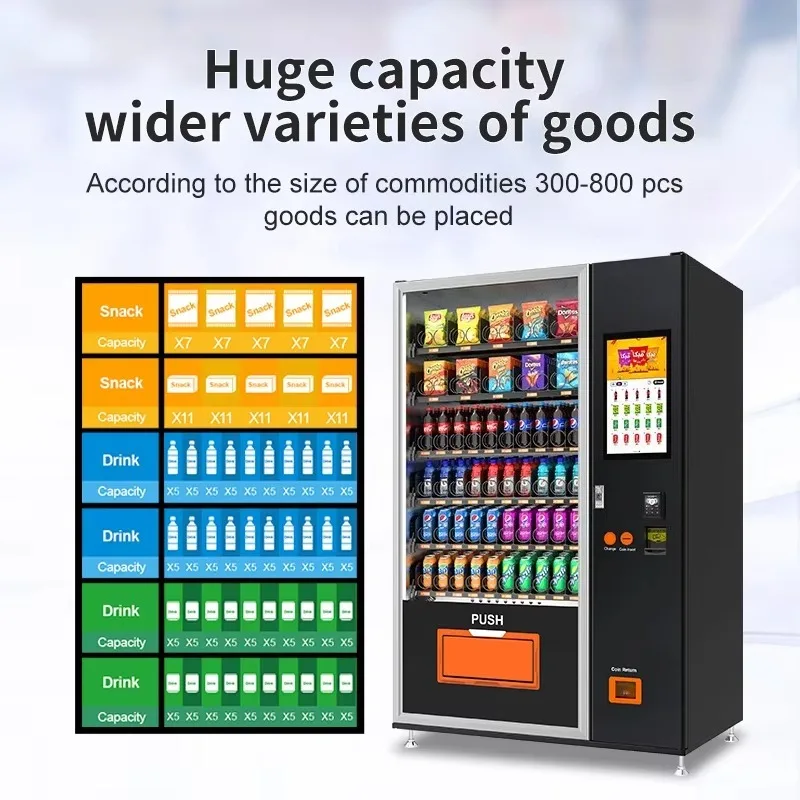 

24H Self Service Smart Vending Machine Intelligent Food Snack Beverage Dispenser Automated Retail Kiosk Machine