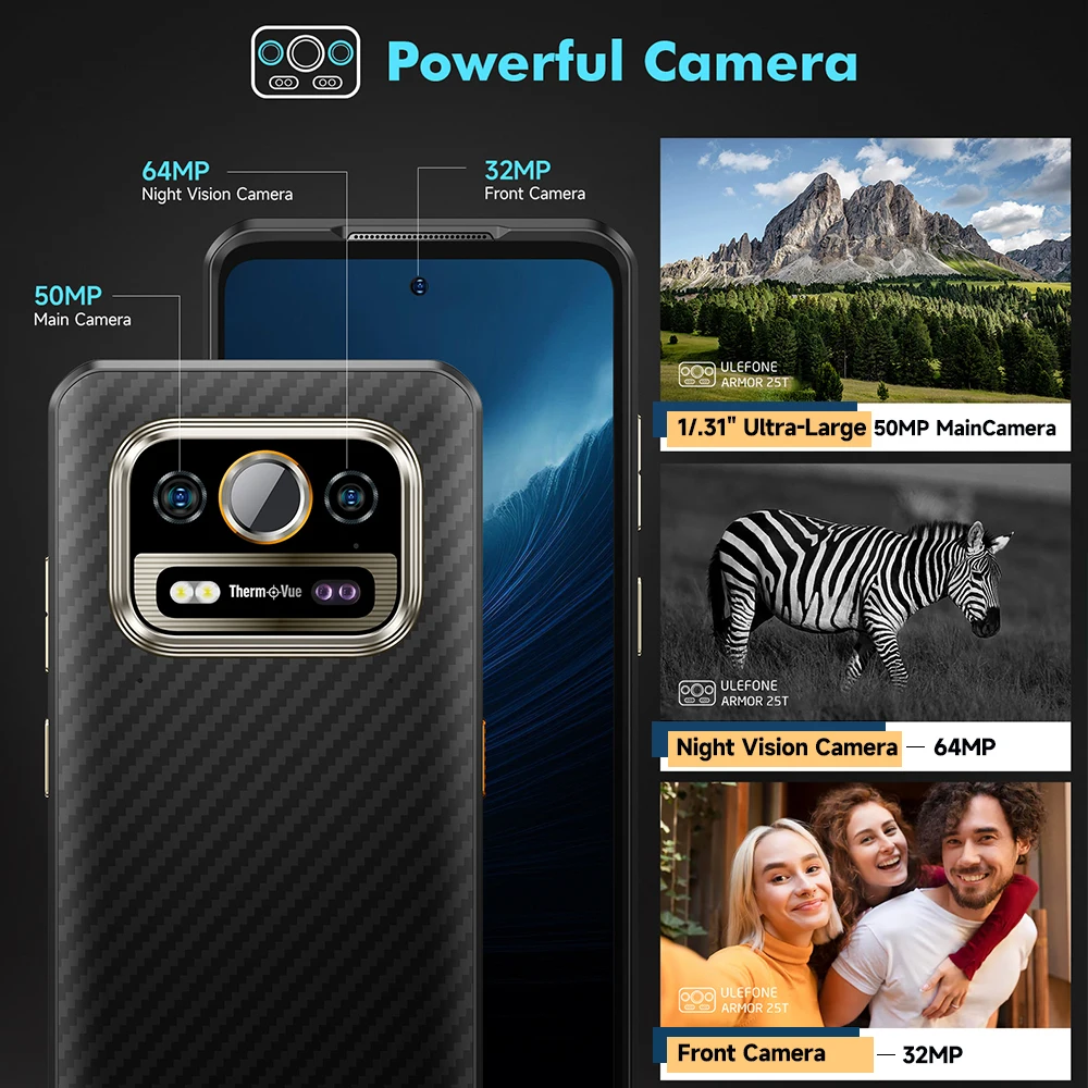 Ulefone Armor-Smartphone Robuste à Imagerie Thermique, Téléphone Android 14, 25T, 4G, 33W, 50MP + 64MP, NDavid, Étanche, Global, Première Mondiale