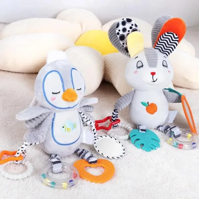 신생아를위한 동물 딸랑이 진정 장난감과 부드러운 플러시 어린이 침대 모바일 교수형 펜던트 아기 보육 침구 장식 15UB