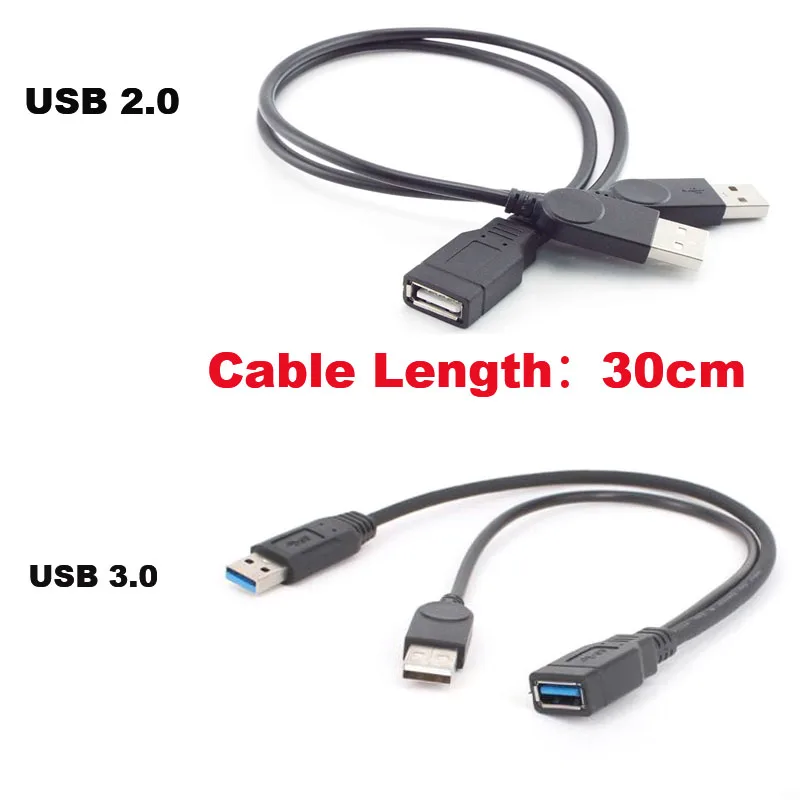 USB 2.0 3.0 A female To USB male 2 Double Dual USB 2.0 Power Supply  male Female Splitter Extension Cable Charge For Printers J