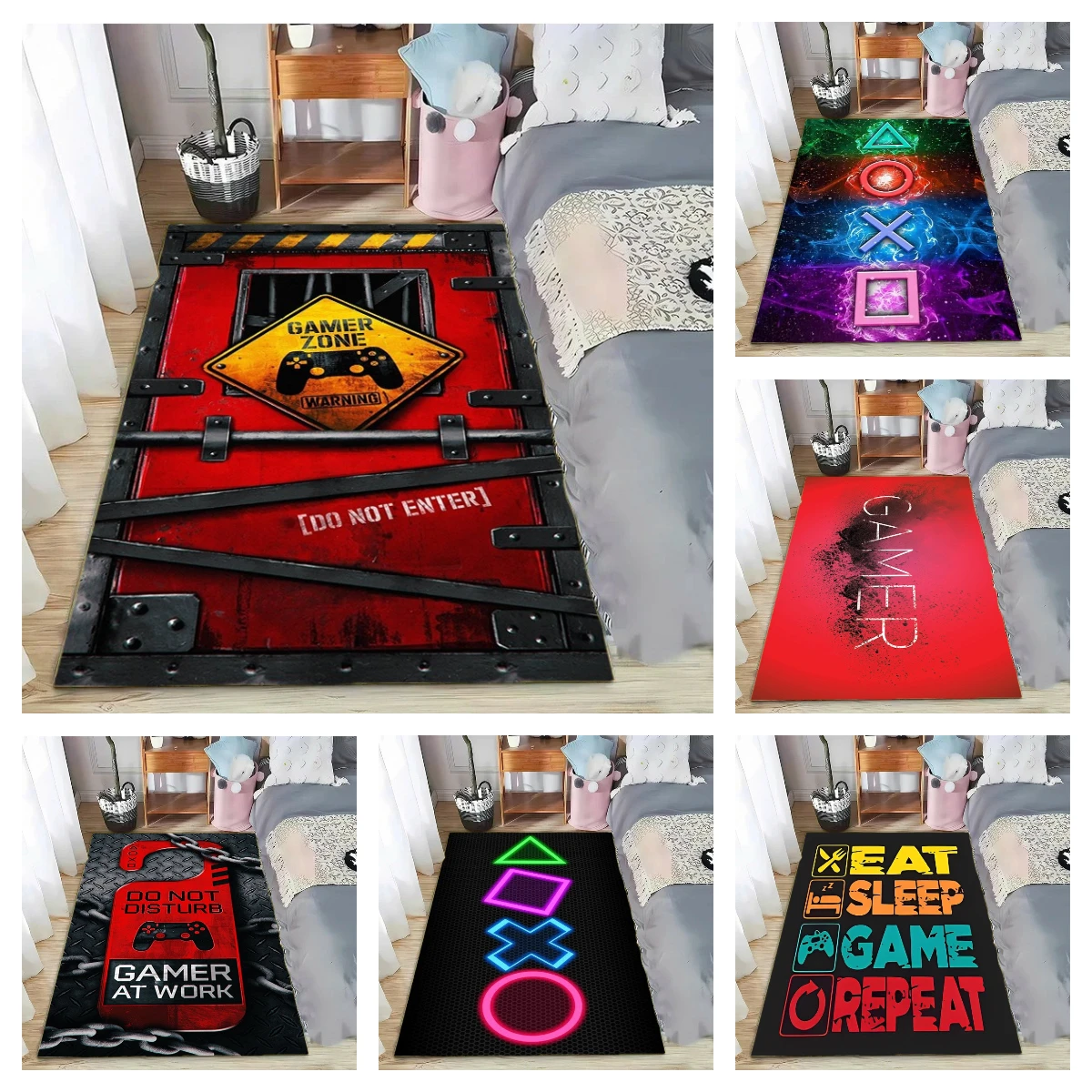 17 Style Game Controller Pattern Carpet for Living Room Decor Bedroom Bedside Leisure Area Floor Anti Slip Mats Welcome Rug Gift