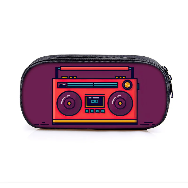 Cassette Tape Recorder Print Pencil Case Back To 80s 90s Cosmetic Bags For Teenager Fashion Pencil Box School Supplies Gift