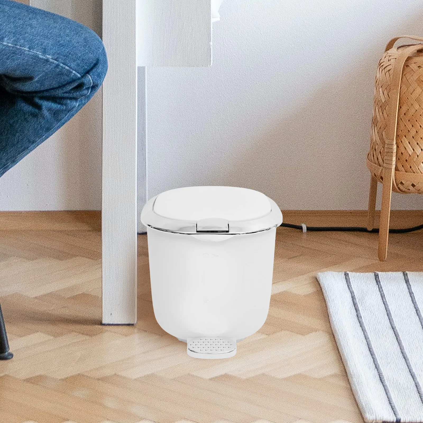 

Plastic Trash Can Step Pedal Reusable Garbage Bin Cover Kitchen Bathroom Office Bedroom Waste Basket Trash Can