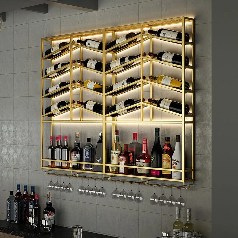 

Modern simple red wine rack hanging on the wall Home bar European living room wine cabinet Light luxury creative hanging wine