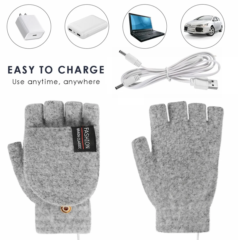 Guantes calefactados eléctricos para hombre y mujer, calentador de manos recargable por USB, reutilizable, cálido, para invierno