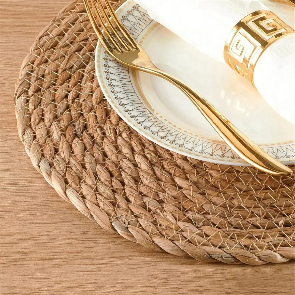 onsale Natural Water Hyacinth Placemats Set of 8, Heat Resistan T Rattan Woven Mats for Outdoor Dining