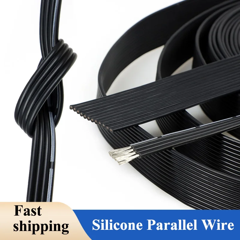 1-50m Silicone Parallel Wire 30 28 26 24 22 20 AWG Super Soft Rubber Insulated Tinned Copper High Temperature Power Cable 600V