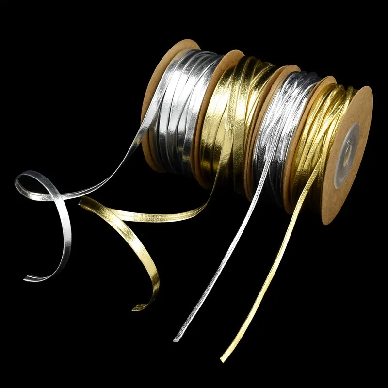 2mm/5mm * 15m Matte Light Pu Faux Leather Cord Flat Gold Silver Color Shine Rope per bracciale gioielli perline String Ribbon Craft