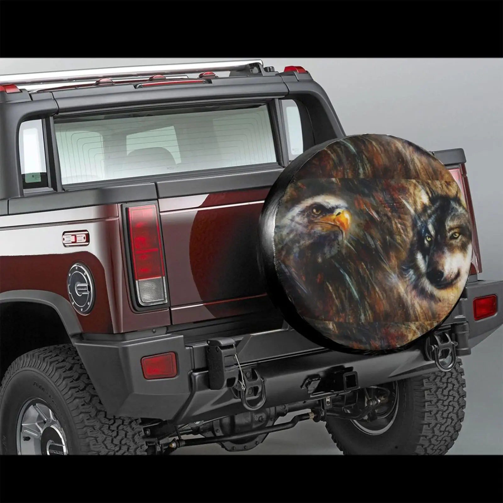 Wolf,3D Printed Wolf Spare Tire Cover Waterproof Dust-Proof UV Sun Wheel Tire Cover Fit For Jeep,Trailer