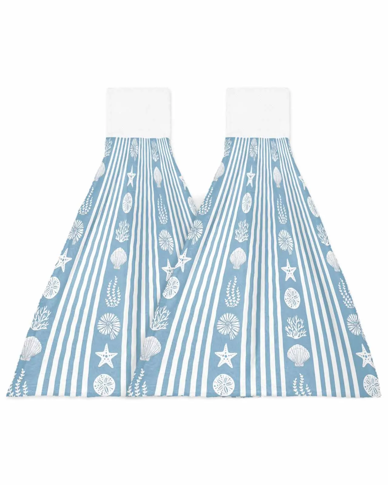 Striped Starfish Shell Jellyfish Coral Blue Towel Cleaning Cloth Microfiber Soft Household Super Absorbent Dish Washing Cloth