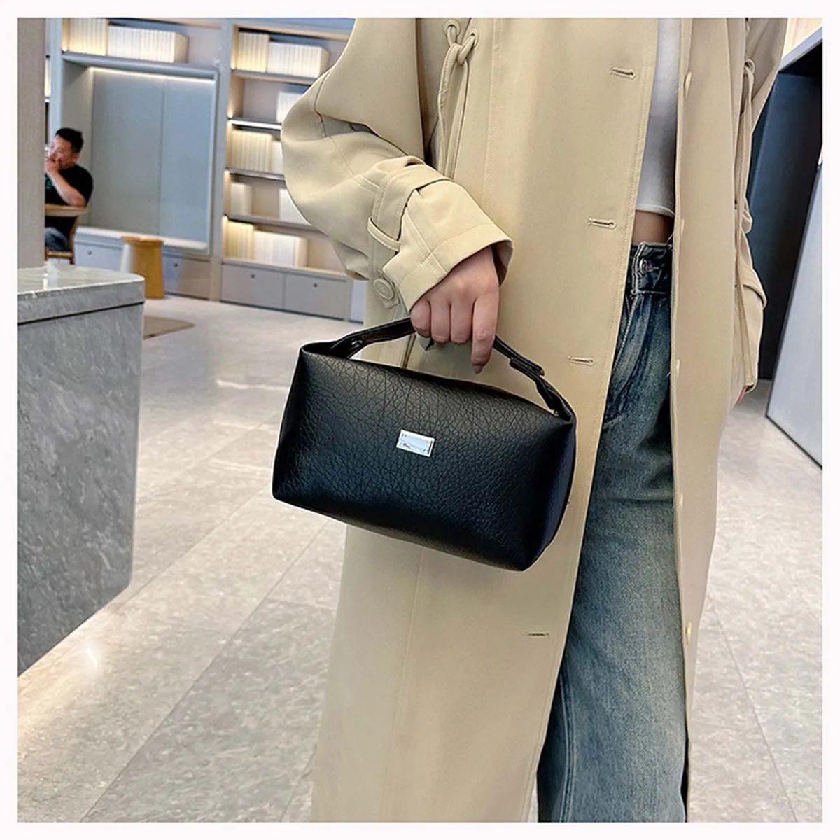 Neue PU-Aufbewahrungstasche mit großem Fassungsvermögen, modische Hand-Kulturtasche, multifunktionale tragbare Make-up-Tasche, maßgeschneidert für Frauen