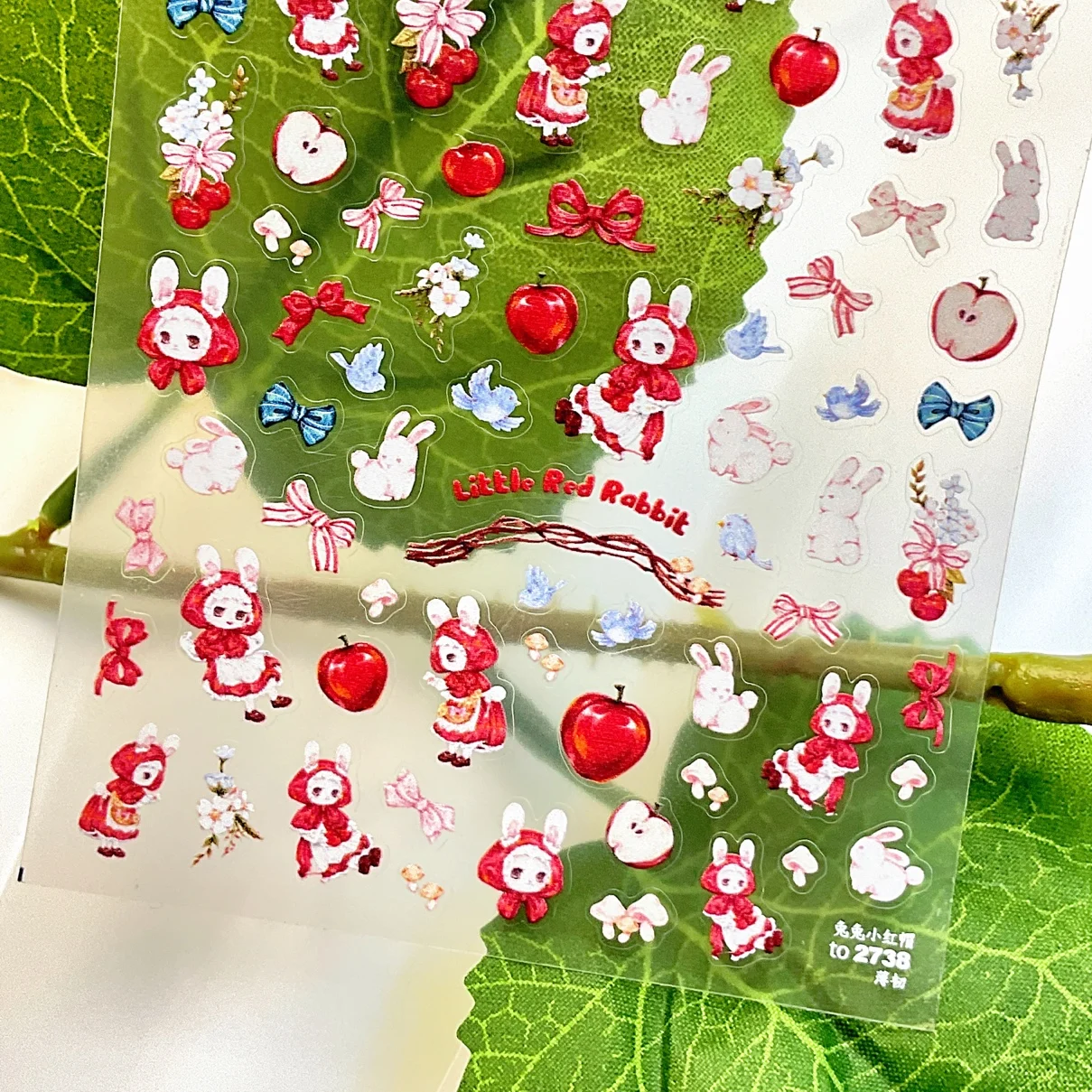 1 sheet Nail art Stereoscopic Bunny Little Red Riding Hood pastoral fairy tale Rococo cute cartoon nail sticker