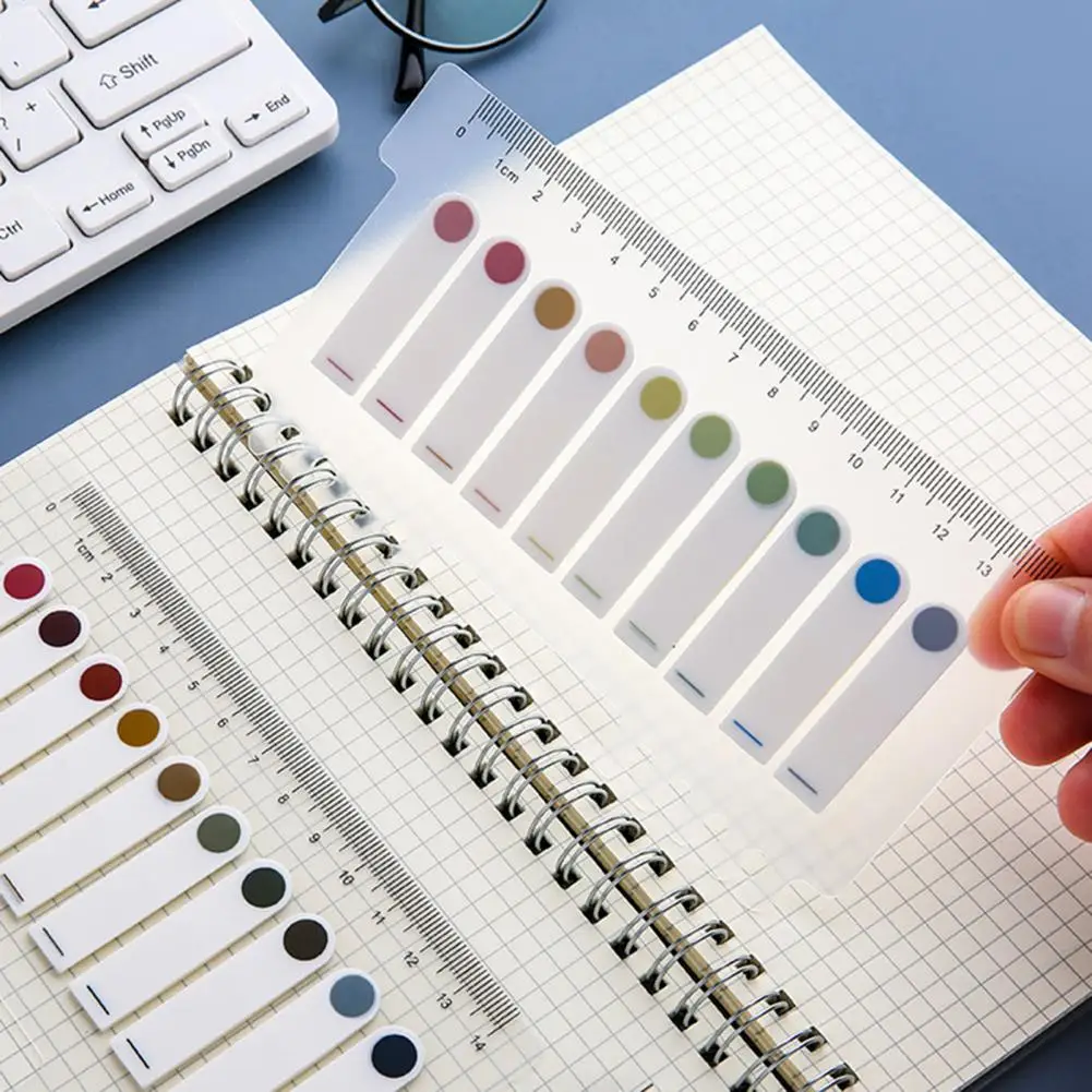 200 Pcs Index Tab With Ruler Scale Self-adhesive Writable Waterproof Page Marker Sticky Classify Files Bookmark School Supplies