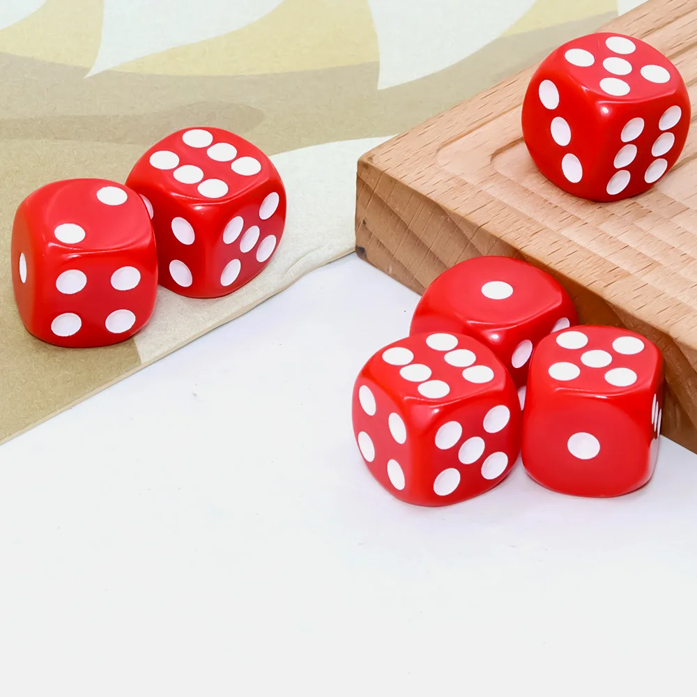 6PCS Classic Red Acrylic Dice Set, 6-Sided Round Corner Dice for Board Games, Tabletop RPG DND, Family Party, Teaching & Gift