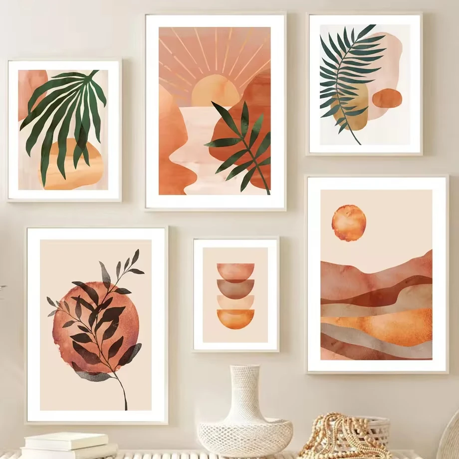 1pc frameless Canvas Painting Abstract Sunset Lemon Tree Vase Leaf Hat Wall Art Canvas Painting Nordic Posters and Prints Living