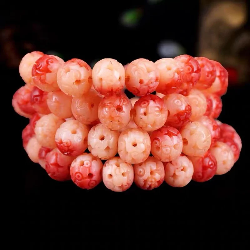 Oily Bracelet 108 Buddha Carved Lulutong Camel Bone Apple Round Beads for Crafts and Accessories