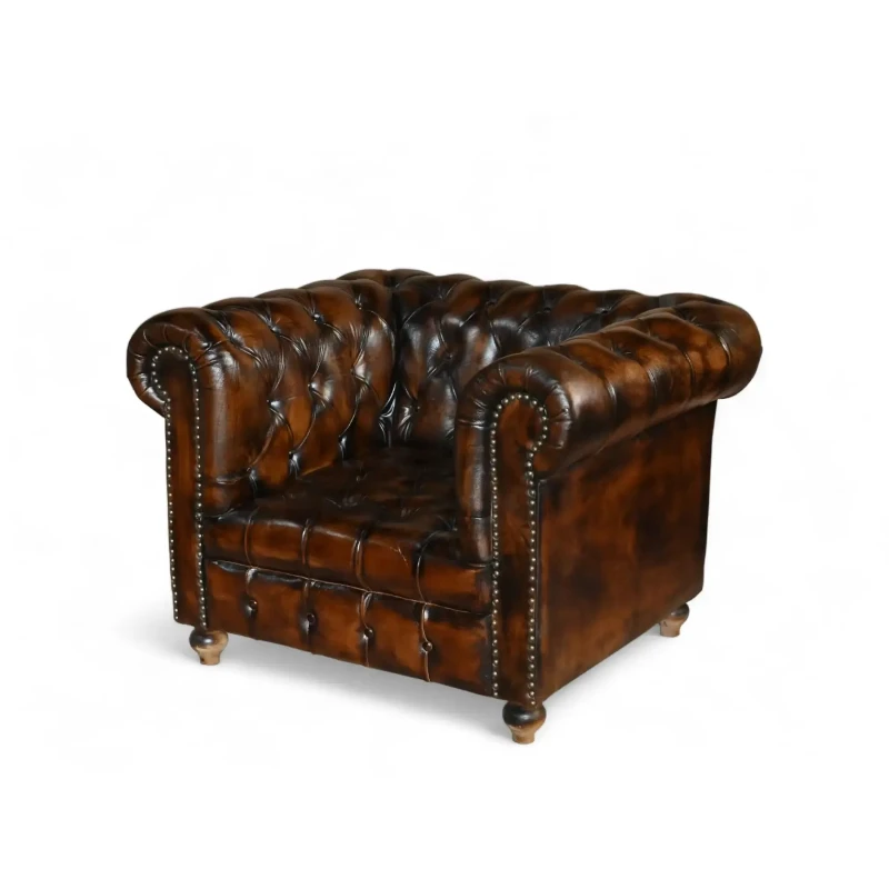 Single Double Seat Brown Leather Sofa Living Room Apartment Mall
