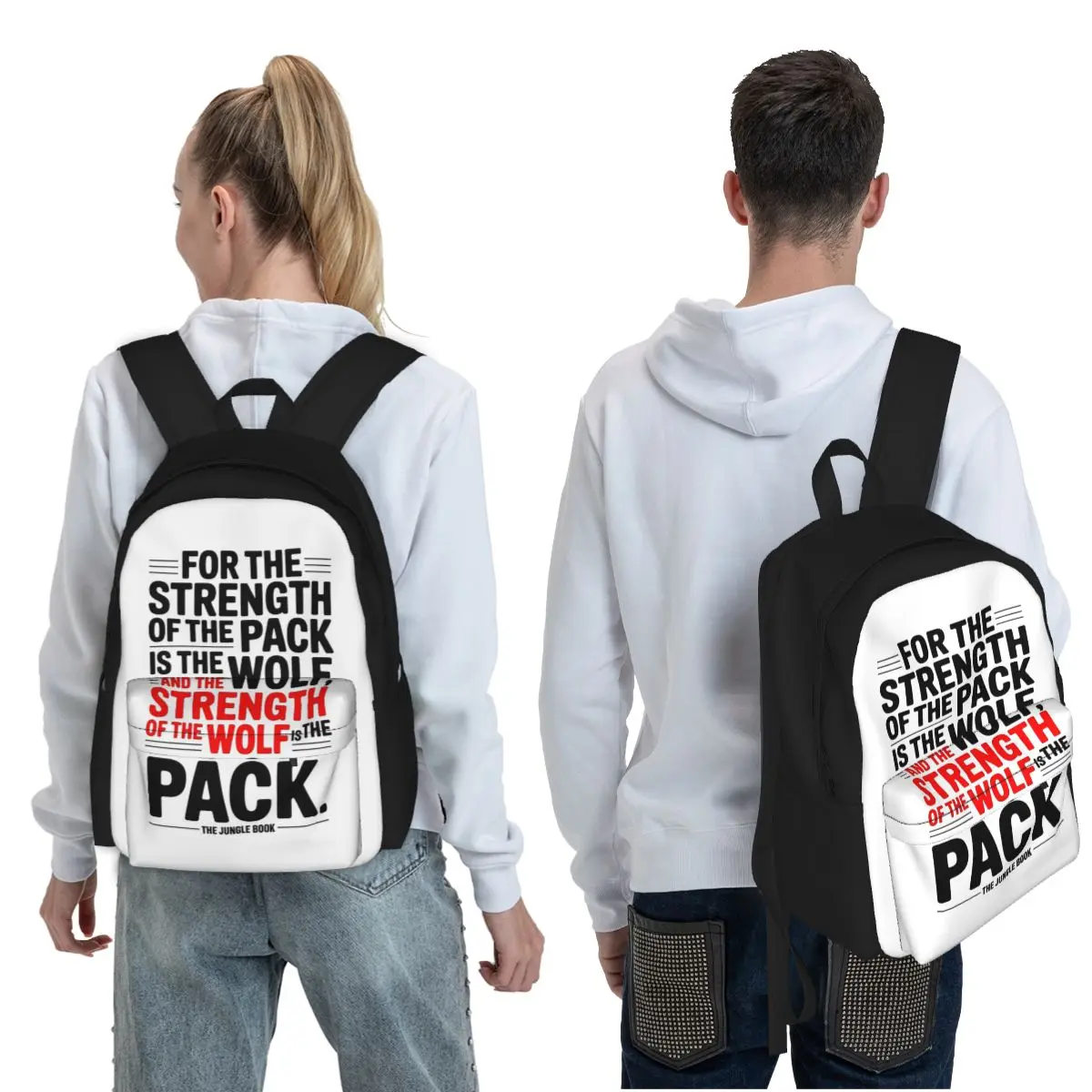 Jungle Book Strength Of The Pack Kipling Backpack School Bag Hiking Travel Daypack for Men Women Fashion Bookbag Shoulder Bags