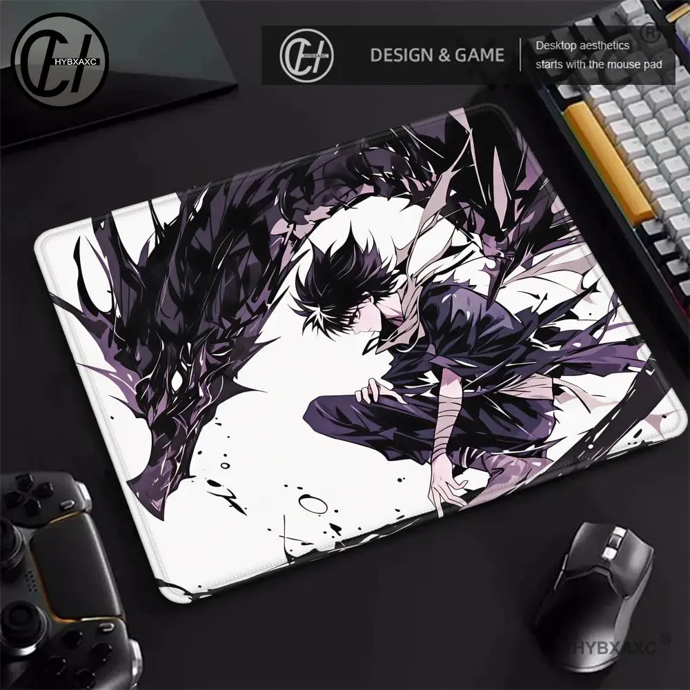 

HYBXAXC Yu-Yu H-akusho Hiei Anime Mouse Pad, Black White Ink Wash Gaming Desk Mat, Non-slip Extended Keyboard Pad