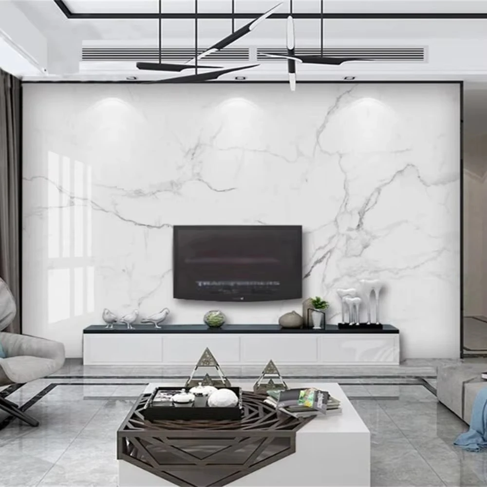 Custom photo mural wallpaper Modern Marble Jazz White Marble wallpapers for living room TV Background Wall Painting Stickers