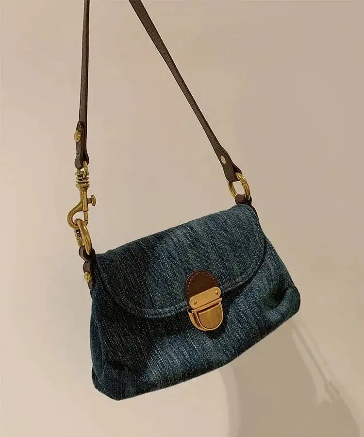 Bloom Vintage Denim Y2k Handbag Women 2023 Spring New Casual Large Capacity Shoulder Bags Ladies Haruku Crossbody Bag Female