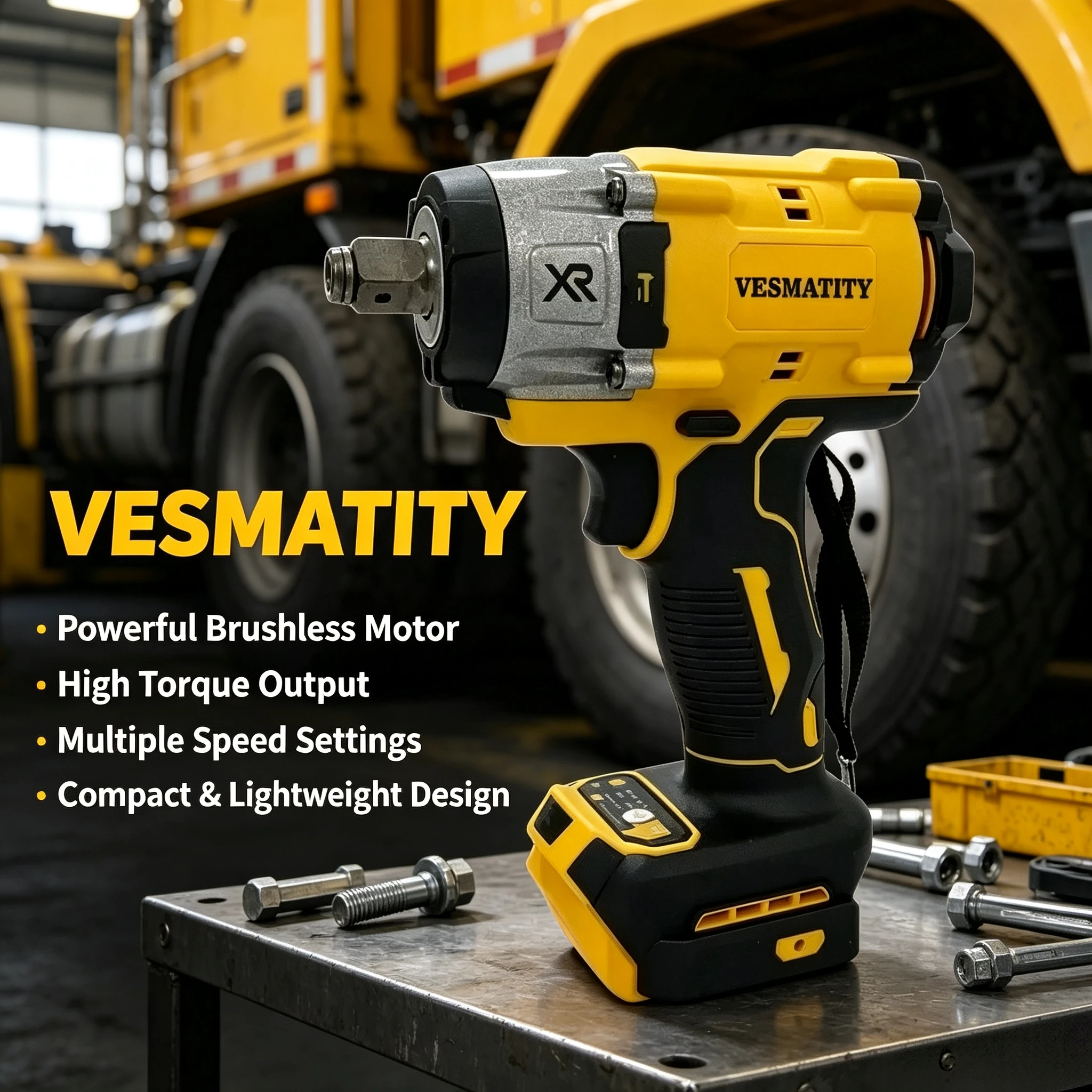 Vesmatity 20V Brushless High Torque Impact Wrench DDBS001 Cordless Compact for Assembly Truck Repair Pro Max Prime