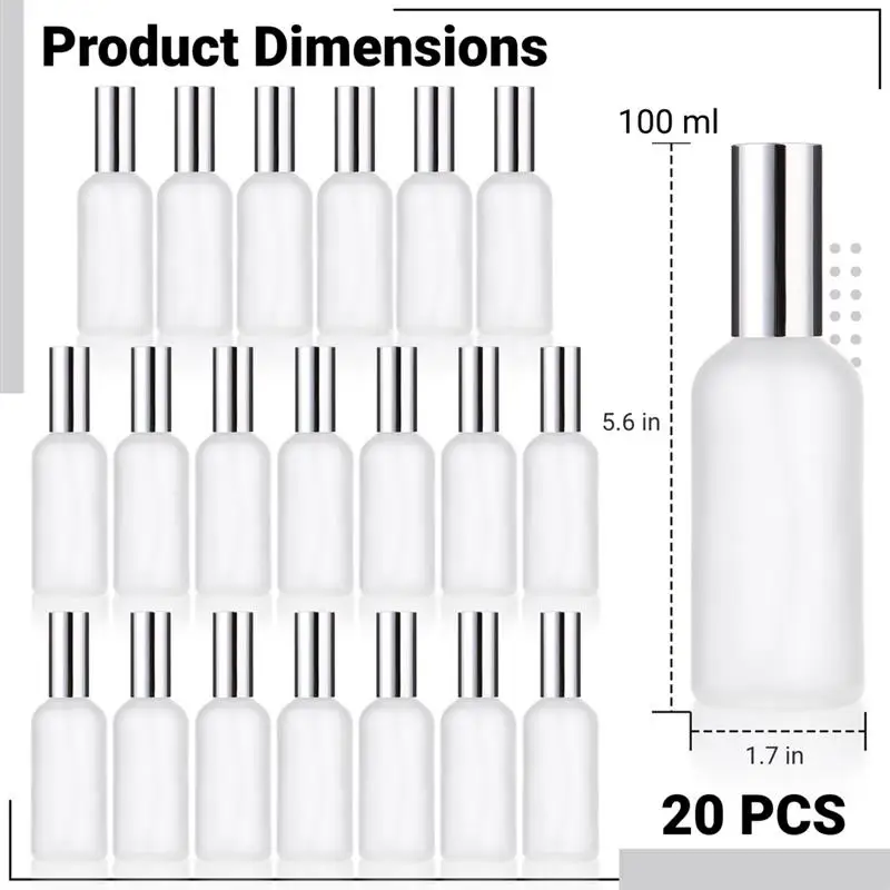 20Pcs/Set Frosted Glass Spray Bottles Empty Perfume Atomizer Reusable Cosmetic Glass Container Refillable Spray Mister 100 Ml