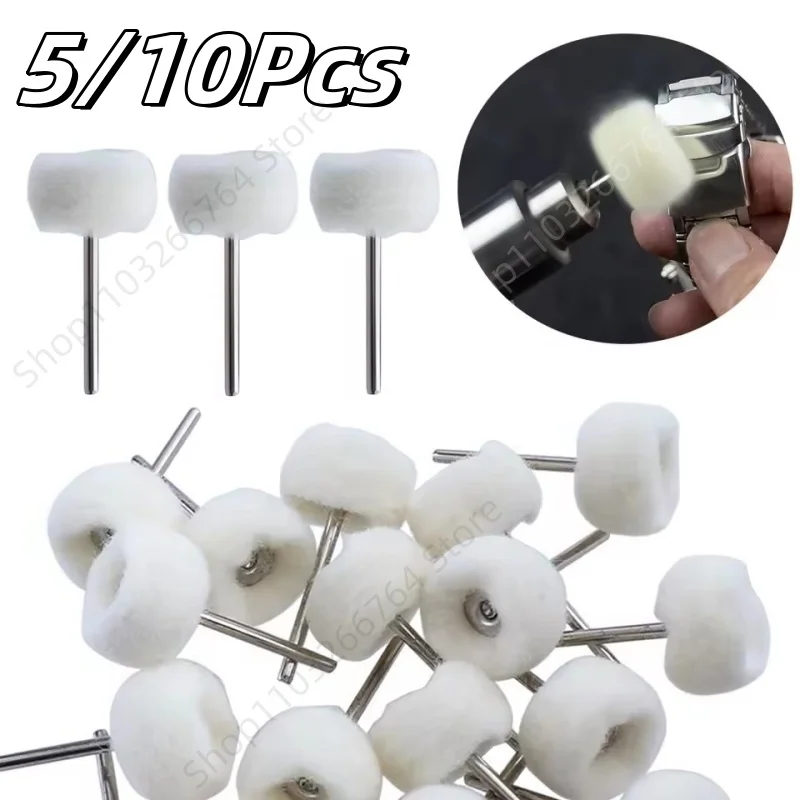 5/10Pcs Wool Wheel Polishing Head with 3mm Shank for Buffing Polishing Jewelry Metals Mini Polishing Tool Accessories