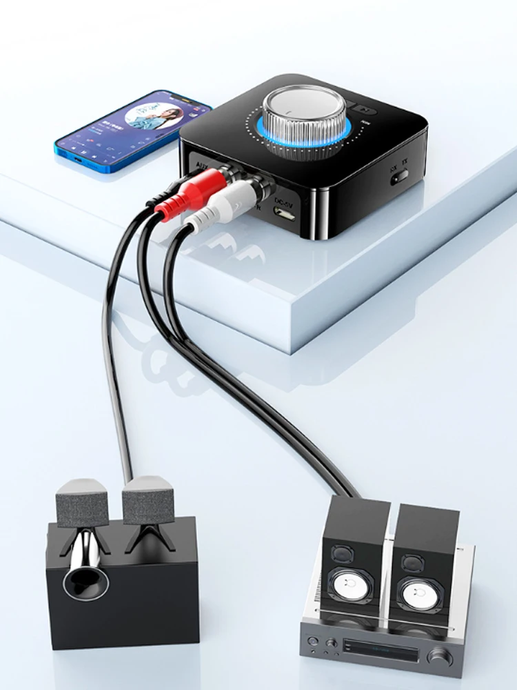 KEBIDU Bluetooth 5.4 Audio-Adapter Empfänger Sender Stereo 3,5mm AUX RCA Kabelloser Musik-Adapter LED-Anzeige für Auto und Zuhause